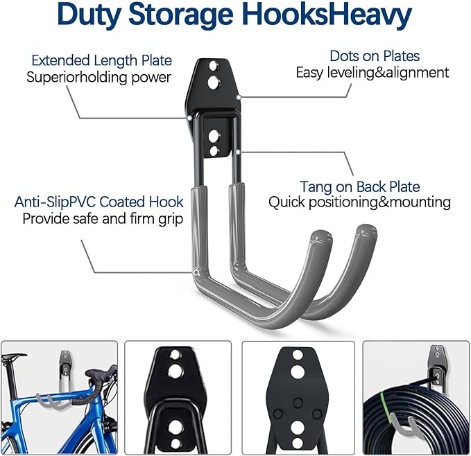 3-H Large Garden Hose Holder Wall Mount 4 Pack, Solid Steel Hose Hanger - Image 3