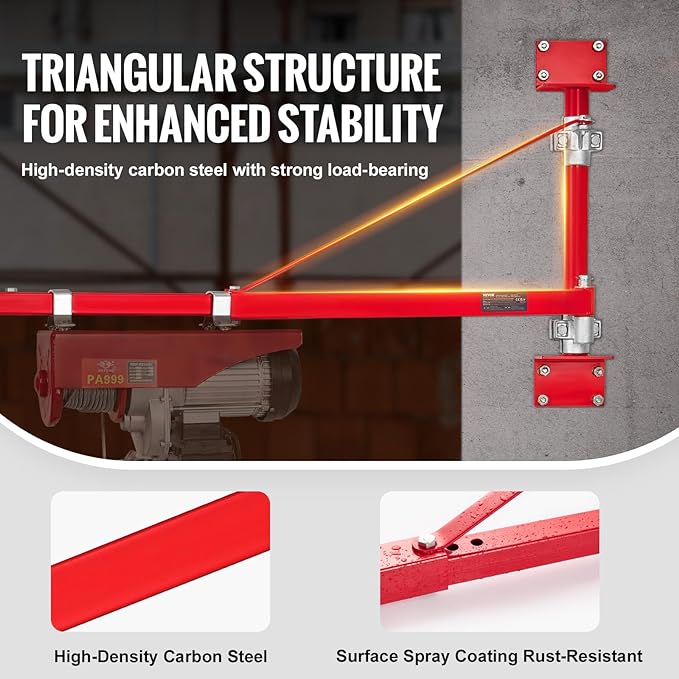 VEVOR Wall Mount Jib Crane, 660 lbs Max Load Capacity Electric Scaffolding Lift - Image 3