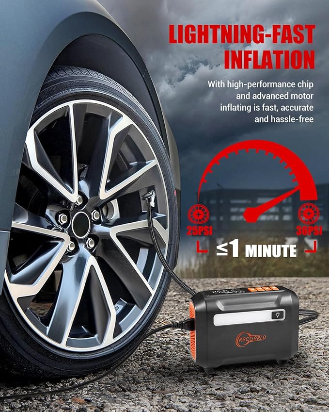 R8 Tire Inflator Portable Air Compressor, DC 12V Air Compressor - Image 2