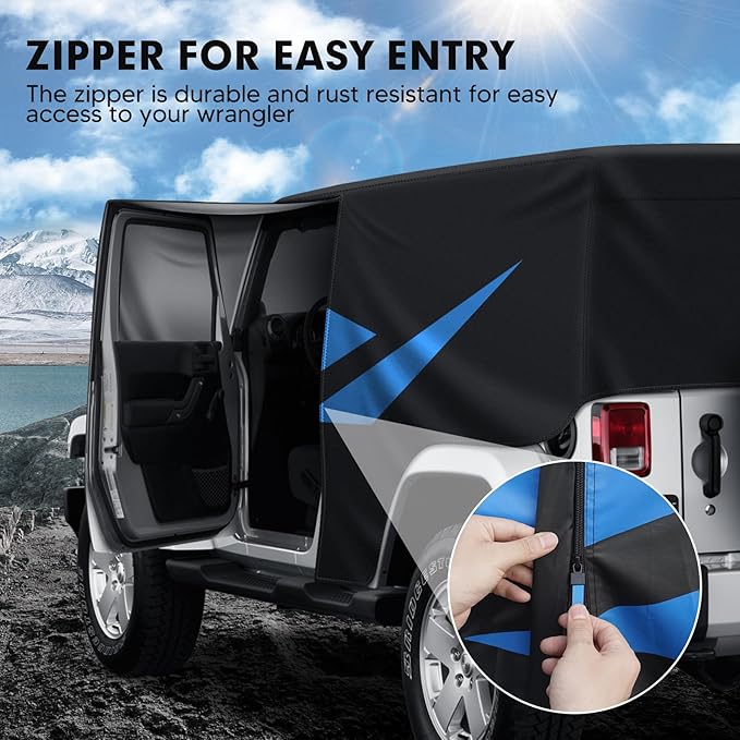 Car Cover for Jeep Wrangler JK JL 4 Door 2007-2025 Waterproof All Weather Car - Image 3