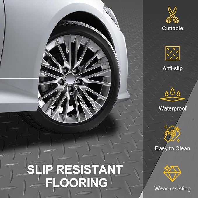Garage Floor Mat 2.8mm Thickness PVC Garage Flooring Roll Diamond Plate Floor - Image 2
