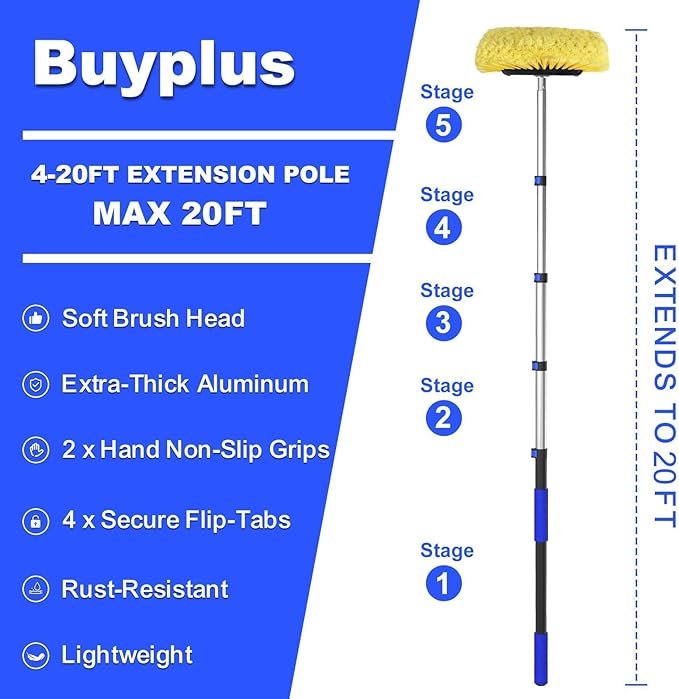 Buyplus Car Wash Brush with 20FT Long Handle, Car Brushes - Image 7