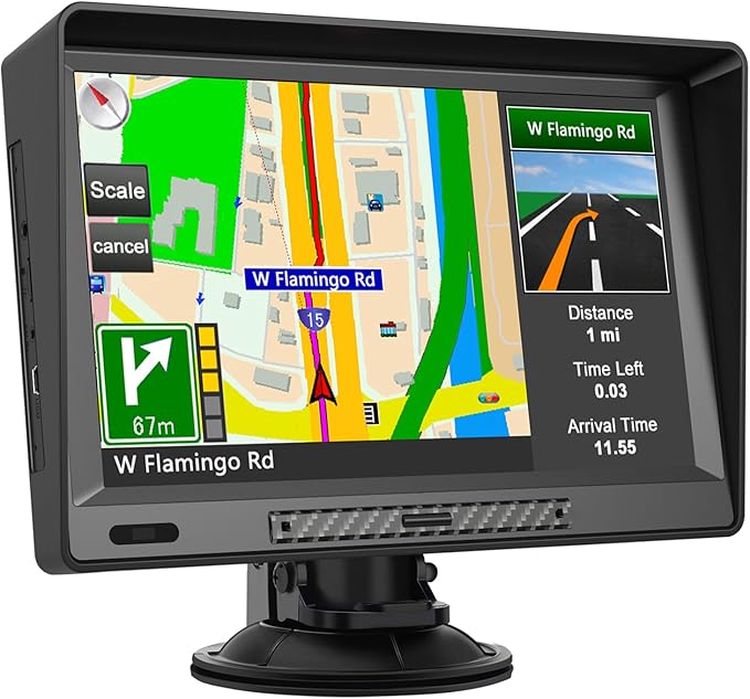 GPS Navigator for Car, Latest 2025 Map, 9 inch Touch Screen Real Voice Spoken by AWESAFE