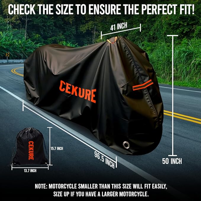 Your Ride! Heavy Duty Motorcycle Cover Waterproof Outdoor 210 Oxford Fabric - Image 2