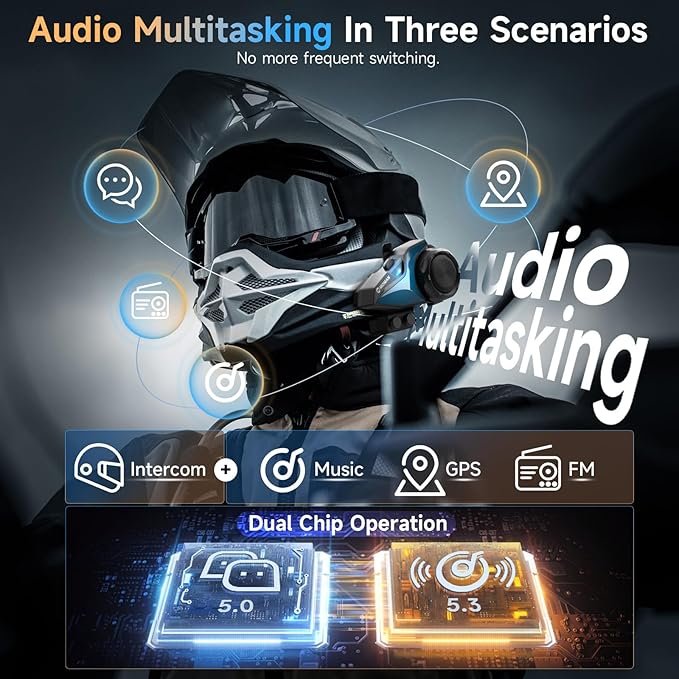 Moman Motorcycle Intercom, H2E Eagle-Like Helmet Headset Communication System - Image 2