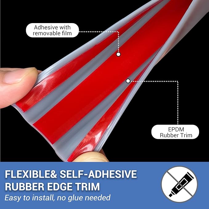 Rubber Edge Trim, Flexible Edge Banding, 5/8" U Channel Furniture Edge Protector - Image 3