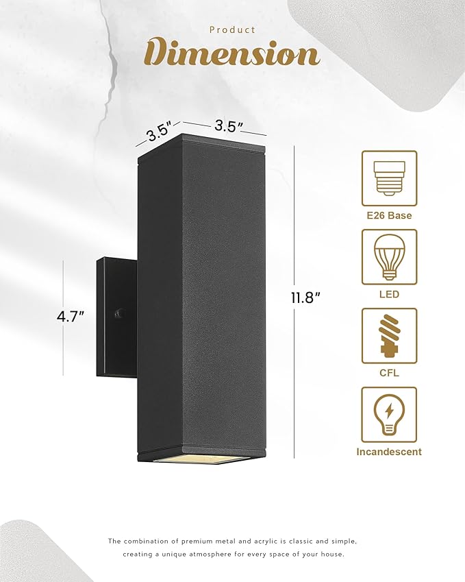 Ken & Ricky Outdoor Wall Lights, Modern Outdoor Light Fixture, Aluminum - Image 5