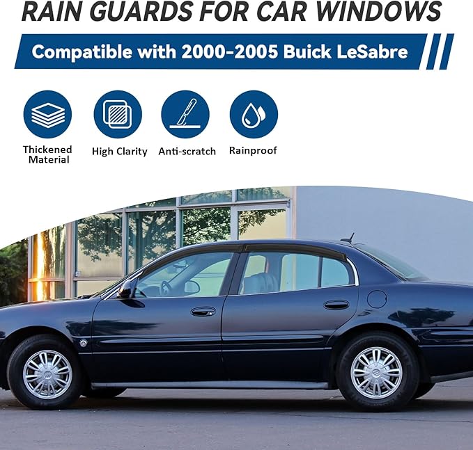4pcs Front+Rear Smoke Tint Sun/Rain Guard Outside Mount Tape-On Vent Window - Image 2