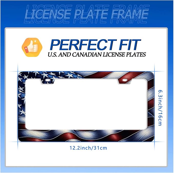 Personalised License Plate Frame American Flag USA License Plate Stainless - Image 7