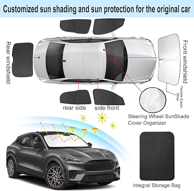 TINGLU Window Shades for Ford Mustang 2015-2023 Accessories Car Side Full - Image 3
