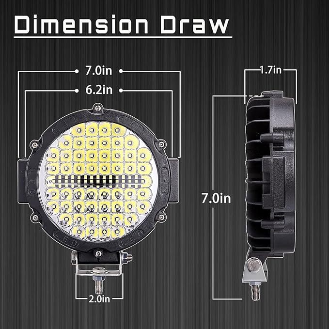 Round LED Off Road Lights 210W 21000lm, Trucks Tractor LED Work Lights - Image 2