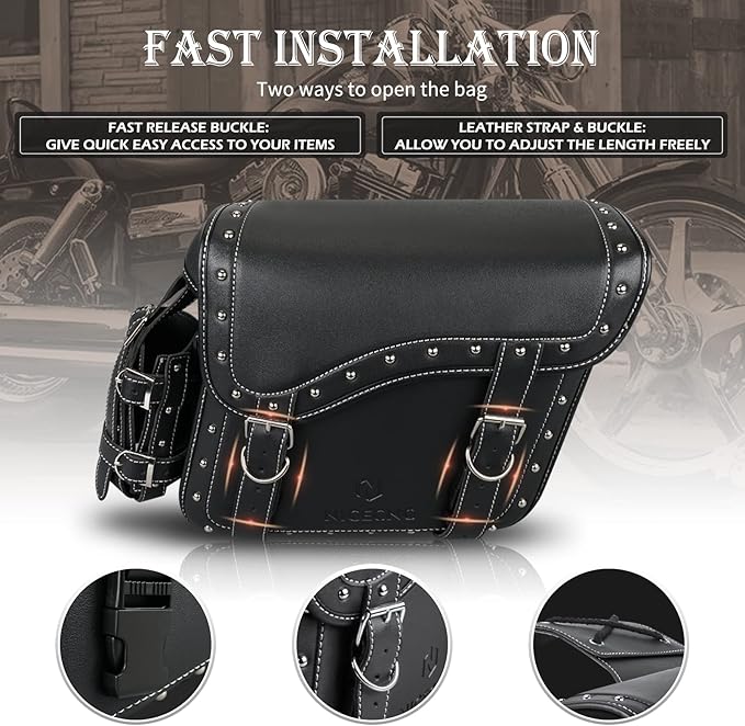 NICECNC Motorcycle Saddle Bags, PU leather Motorcycle Saddlebags, Reinforced - Image 6