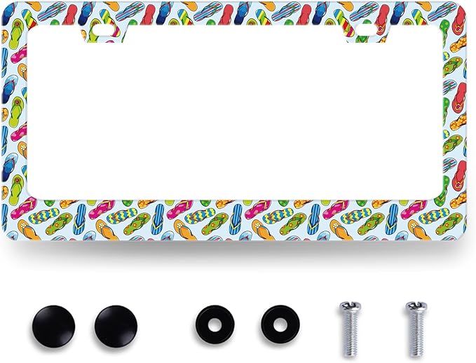 Flip Flops License Plate Frame Beach License Plate Holder Stainless Steel by RNKATIH