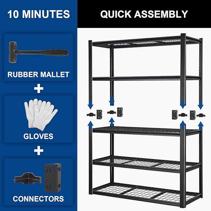 BILT HARD 48" W x 24" D Garage Shelving 3500 LBS, Industrial 5-Tier Heavy Duty - Image 7