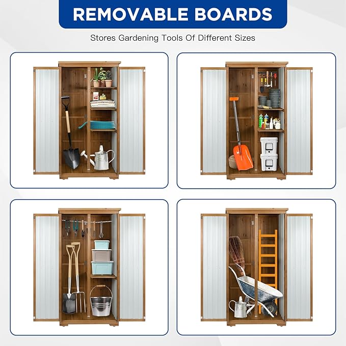 Outdoor Storage Cabinet Wood & Metal - Image 7