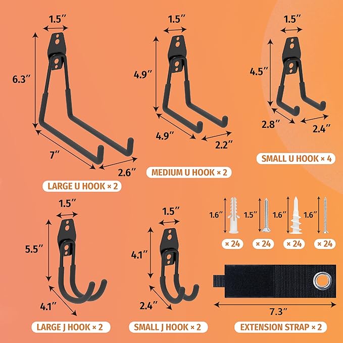 HUHOLE 14PC Garage Hooks Heavy Duty, Utility Garage Storage Hooks, Wall Mount - Image 5