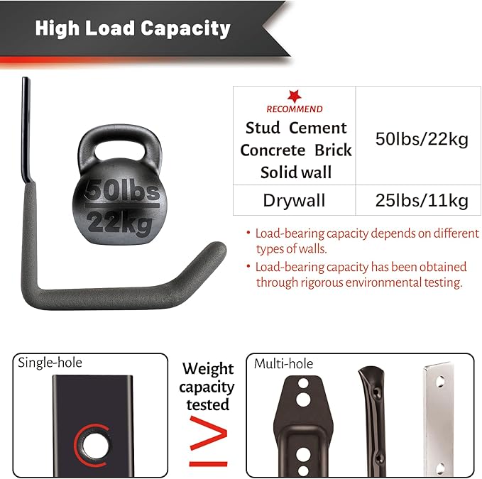 Garage Hooks for Hanging Heavy Duty, Ladder Hooks for Garage Wall Hanger - Image 3