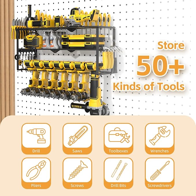 Power Tool Organizer Wall Mount Cordless, 15 Min Fast Install Metal Garage Tool - Image 7
