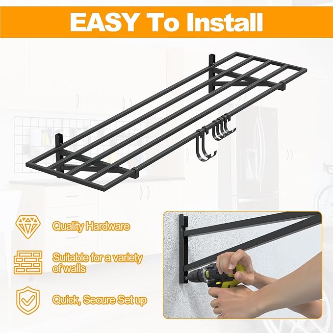 2-Pack 1×4ft Steel Wall Mounted Garage Shelves - Image 6