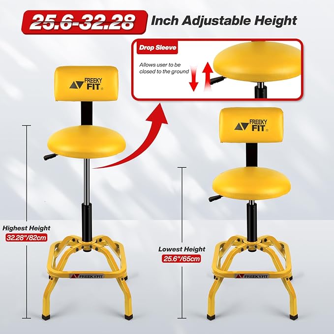 Shop Stool with Backrest, Mechanic Garage Stool - Image 2