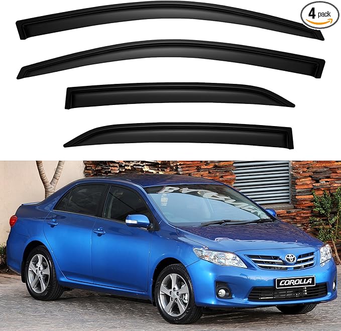 Window Visors Rain Guards for Toyota Corolla 2009-2013, Out-Channel Window Vent by YQAUTEC