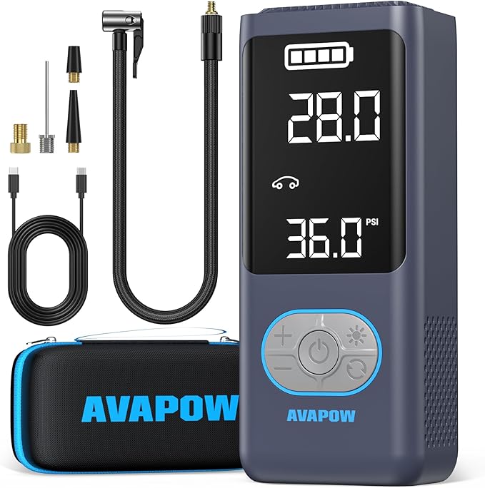 AVAPOW AP18 Tire Inflator Portable Air Compressor, 300% Faster 150 PSI Cordless by AVAPOW