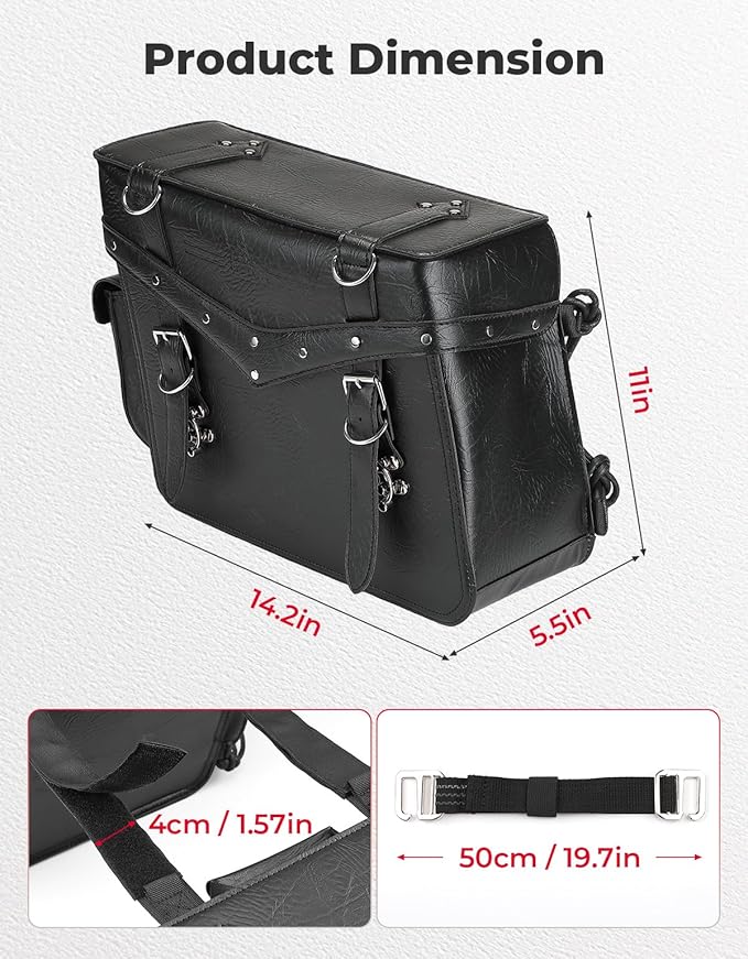 KEMIMOTO Motorcycle Saddlebags Heavy Duty 30L PU Leather Luggage Throw Over - Image 7