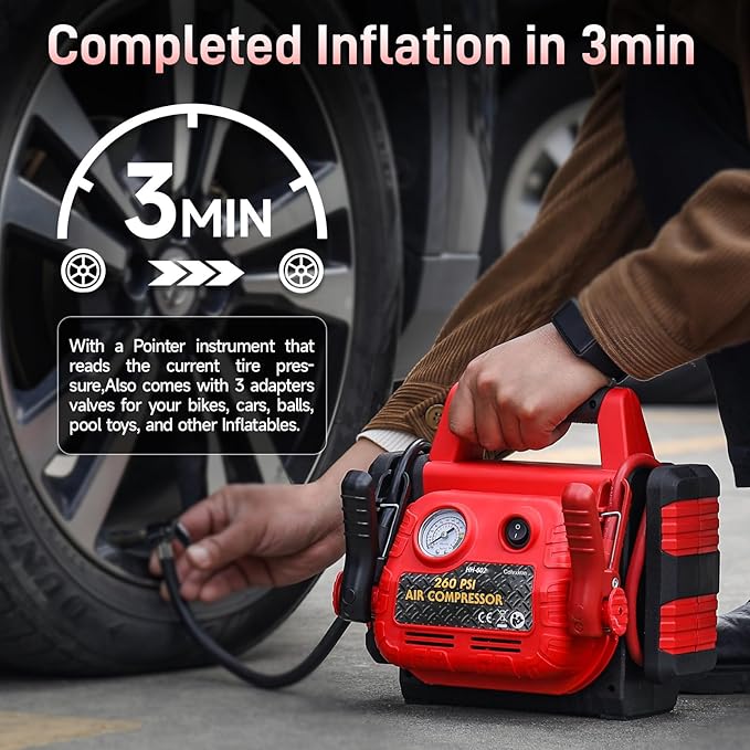 Car Battery Jump Starter with Air Compressor 1000Amp Portable Jump Starter - Image 3