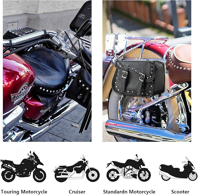 GARGOYLE BELLS Genuine Leather Motorcycle Saddle Bags Motorcycle Luggage Bag - Image 4
