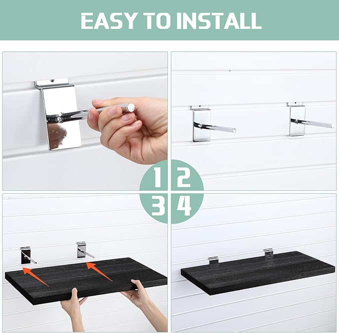 4 Pack Wooden Slatwall Shelf - Image 5