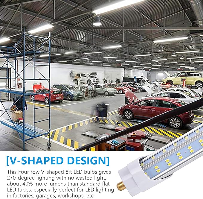 (Pack of 10 8 Foot LED Bulbs, 150W 18800lm 6000K, Super Bright, T8 T10 T12 LED - Image 6