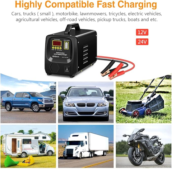 Outerman Car Battery Charger, 24V/12V Fully-Automatic Battery Charger - Image 7