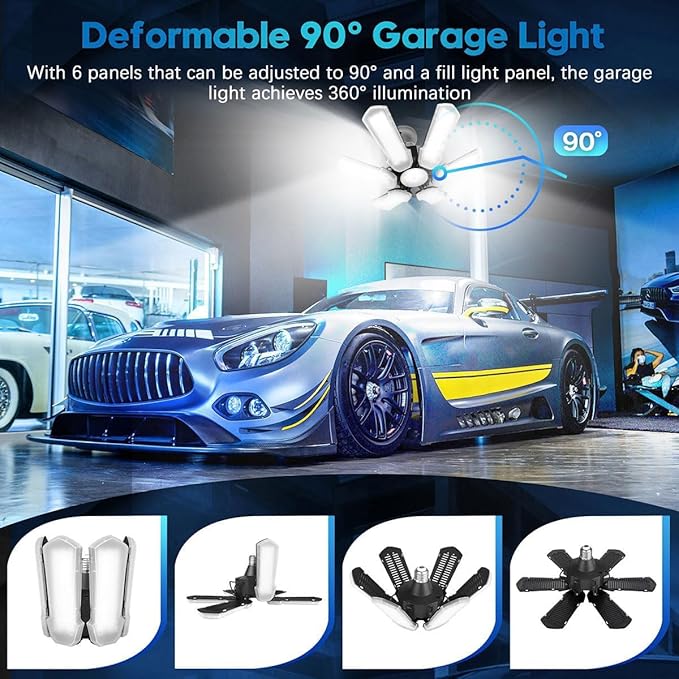 TANBABY Upgrade LED Garage Light, 150W Deformable Ceiling LED Shop Light - Image 3
