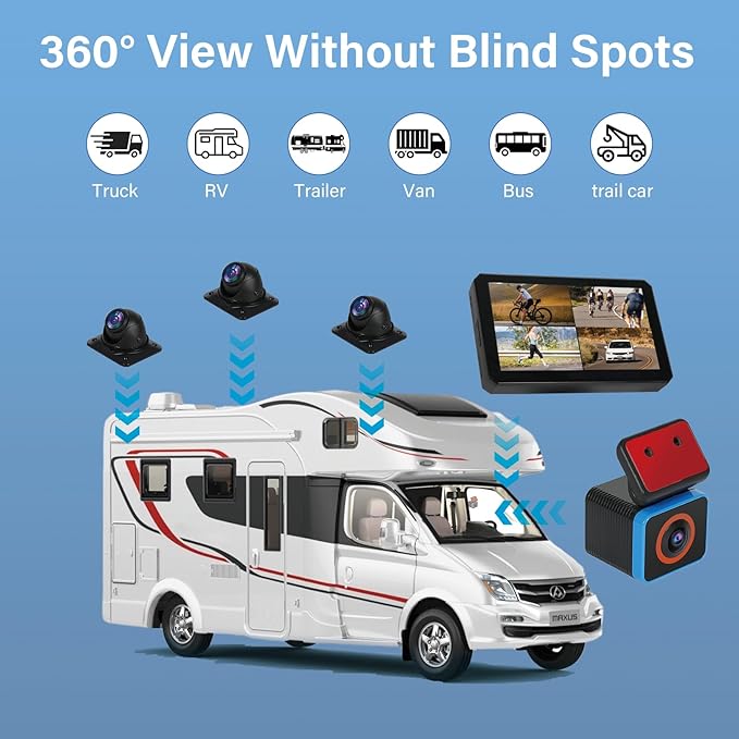 6CH RV Camera System 4G WiFi Live View GPS Tracking 10.1" AI Touch Screen - Image 7