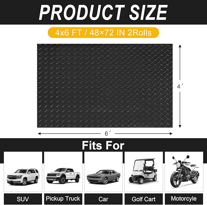 4x6 FT Garage Floor Mat, 2 Rolls 2.8mm Thickened Flooring Roll 48 sqft Diamond - Image 2