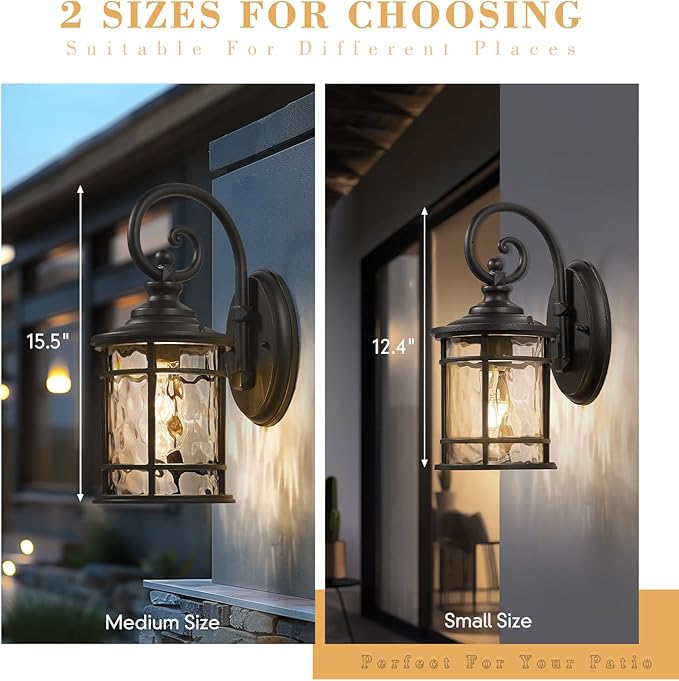 Emliviar Outdoor Wall Sconces 2 Pack, 12.4 Inch Outdoor Front Porch Lights - Image 6
