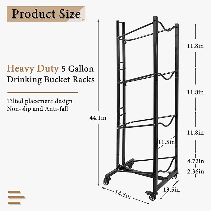 5 Gallon Water Bottle Holder, 4-Tier Heavy Duty Water Cooler Jug Rack, Water - Image 6