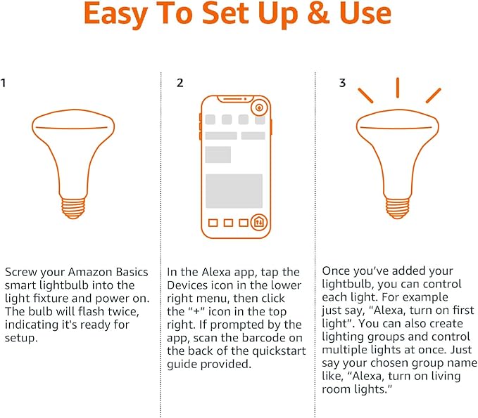 Amazon Basics Smart BR30 LED Light Bulb, Dimmable Soft White, Works - Image 5