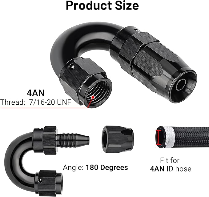 EVIL ENERGY 4AN 180 Degree One Piece Full Flow Hose End Fitting Swivel - Image 2