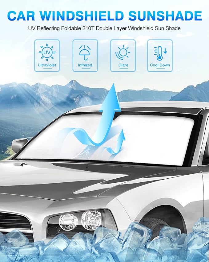 KUST Windshield Sun Shade for 2006–2010 Dodge Charger Window Shade Sun Visor - Image 3
