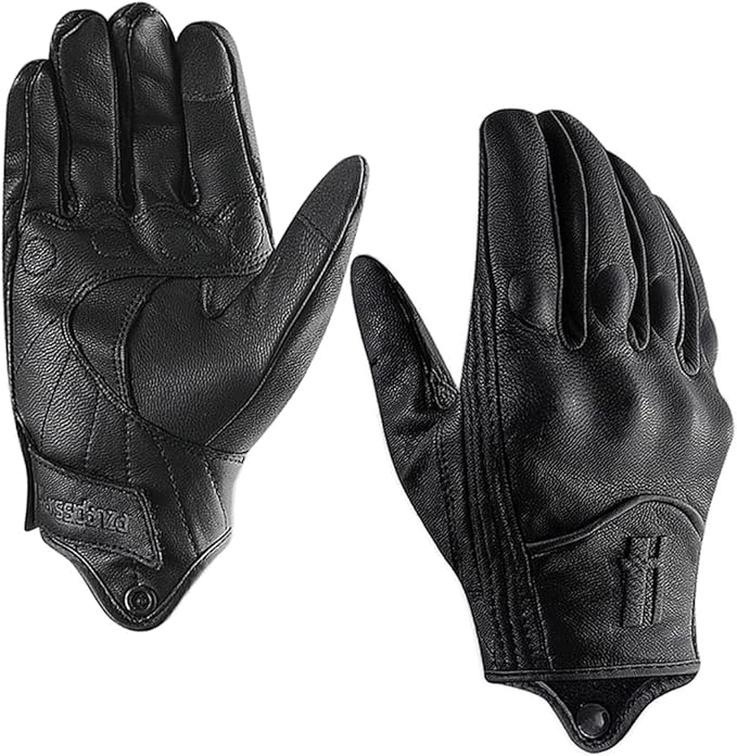 Harssidanzar Women's Motorcycle Gloves, Leather Motorcycle Gloves, Motorbike by Harssidanzar