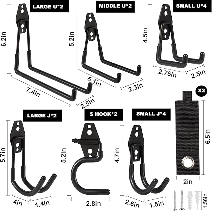 Garage Hook Heavy Duty Wall Storage Hangers, 18 Pack Garage Storage Hooks Steel - Image 2