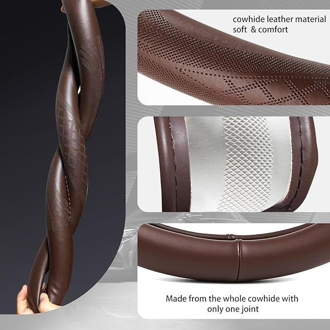 【2025 Model】 High-Grade Real Cowhide Steering Wheel Cover - Image 4