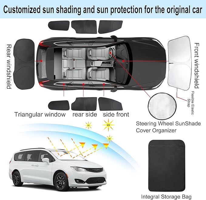 TINGLU Window Shades for Chrysler Pacifica Minivan 2017-2025 Accessories Full - Image 3