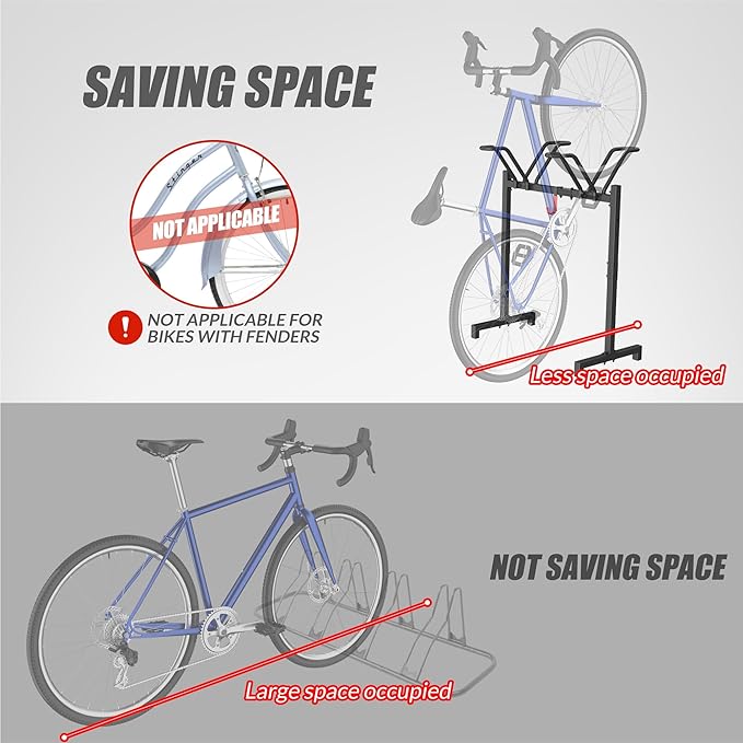 2 Bikes Floor Stand, Adjustable Bicycle Parking Rack - Image 3