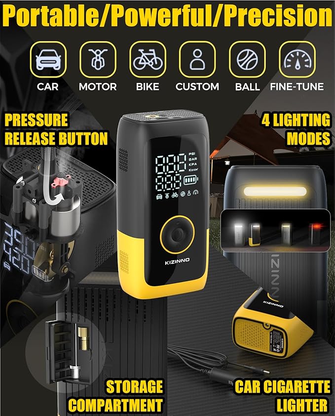 Tire Inflator Portable Air Compressor, Ultra Fast Dual-Cylinder Air Pump for - Image 2