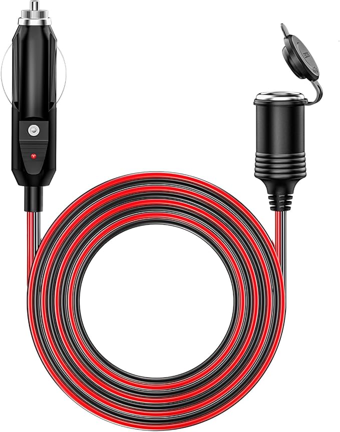 KEWIG 12/24V Car Cigarette Lighter Extension Cord - 26FT Cigarette Lighter Plug by KEWIG