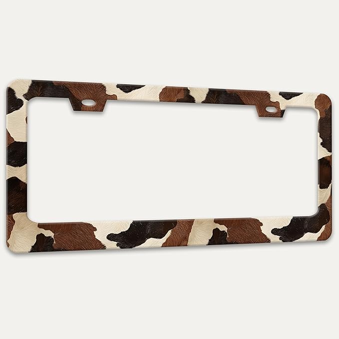 Cow Print Texture License Plate Frame Animal Skin Spots License Plate Holders - Image 7