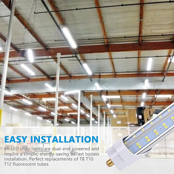 20 Pack, 8 Foot LED Bulbs, 150W 19000lm 6000K, Super Bright, T8 T10 T12 LED - Image 2