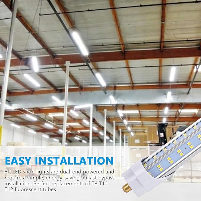 10 Pack, 8 Foot LED Bulbs, 150W 19000lm 5000K Daylight, Super Bright, T8 T10 - Image 2